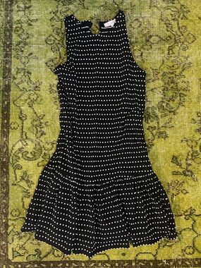 LOFT Black Dress with White Polka Dot Texture